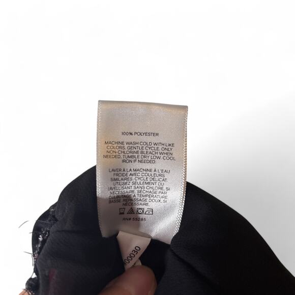 Express Long Sleeve Sheer Floral Pattern Peplum Blouse Black Pink Small - Picture 8 of 8